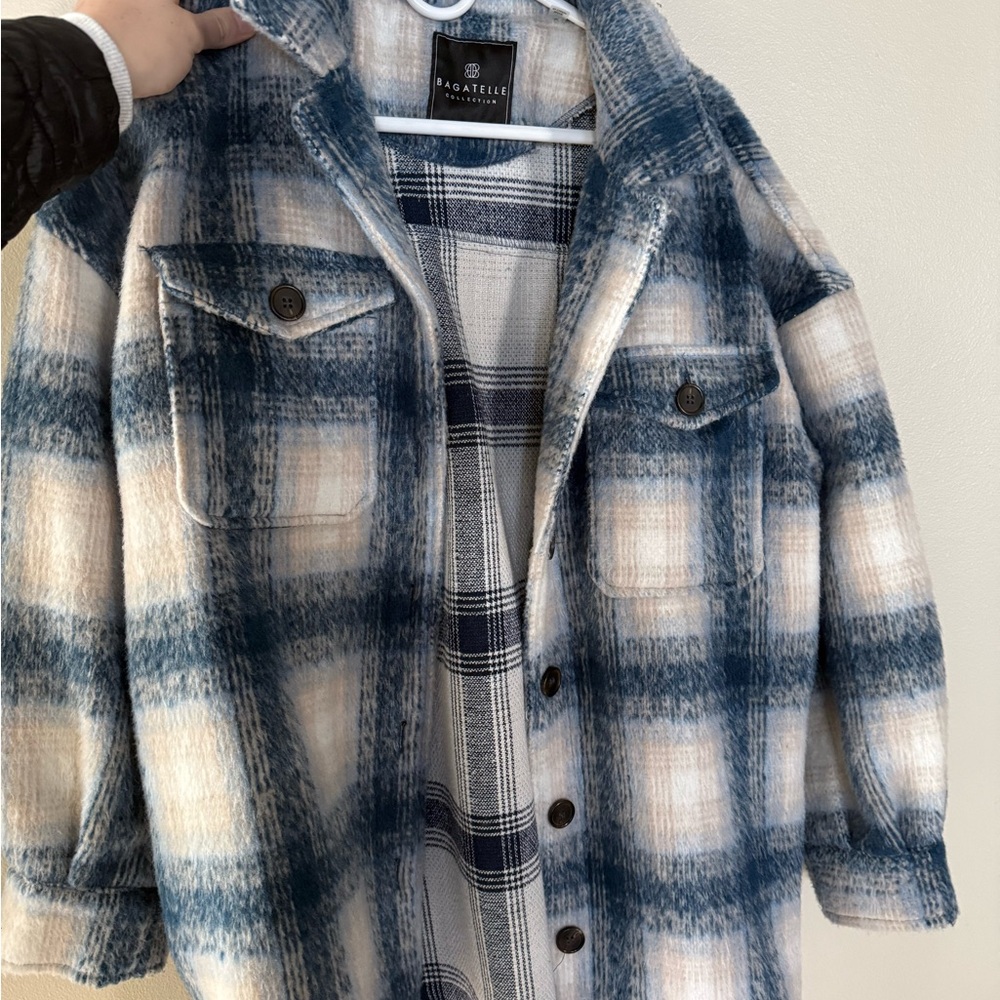 Bagatelle Blue and Cream Plaid Jacket